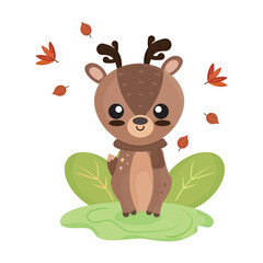 Isolated cute reindeer autumn animal Vector