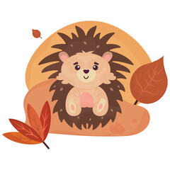 Isolated cute hedgehog autumn animal Vector