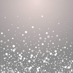 Silver Snowfall Vector Grey Background. White