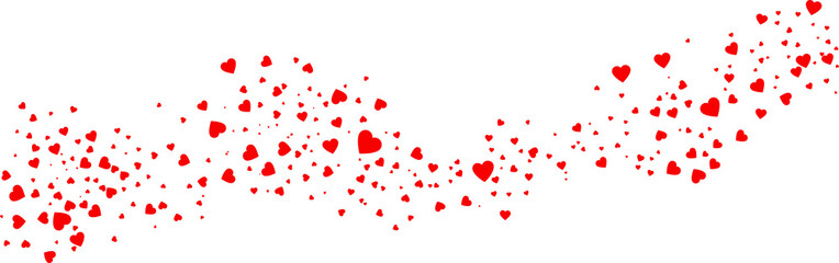 Love valentine background with red petals of hearts on transparent background. Vector banner,...
