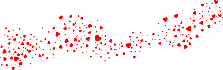 Love valentine background with red petals of hearts on transparent background. Vector banner, postcard, background.The 14th of February. PNG image