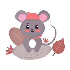 Isolated cute mouse autumn animal Vector