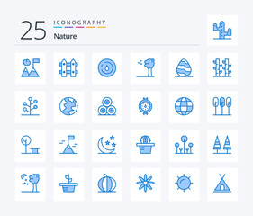 Nature 25 Blue Color icon pack including spring. egg. nature. easter. birds