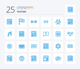 Fototapeta na wymiar Youtube 25 Blue Color icon pack including document. science. essential. sign. bio