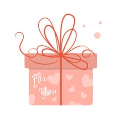 present box top with red bow and ribbons.