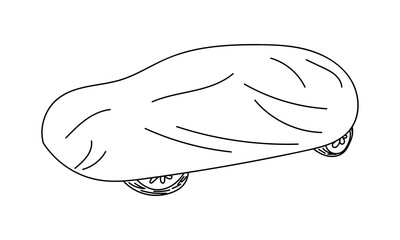 Hand drawn car cover illustration. Car cover vector in doodle style isolated on white background. vector illustration