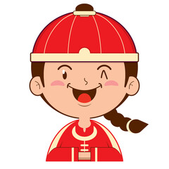 chinese boy happy face cartoon cute