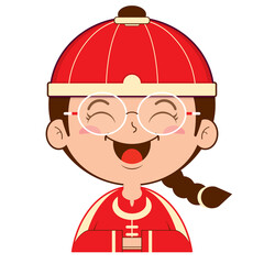 chinese boy happy face cartoon cute