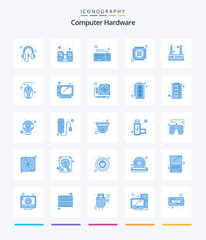 Creative Computer Hardware 25 Blue icon pack  Such As router. storage. computer. hardware. computer