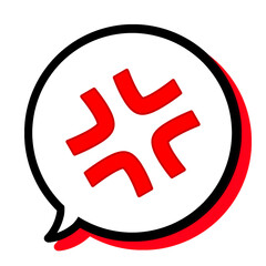 怒りマークとまんまるふきだしと赤い影　白フチ