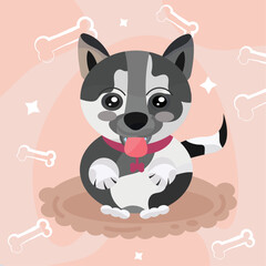 Isolated cute husky dog character cartoon Vector