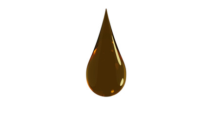 Falling yellow drop of oil isolated on transparent background. Minimal concept. 3D render