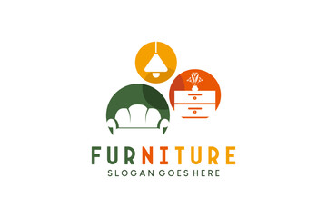 Furniture logo design, interior gallery logo vector illustration with creative concept