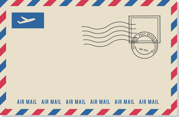 Air mail envelope template. Decorative paper letter