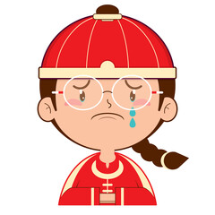 chinese girl crying face cartoon cute	
