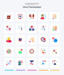 Creative Virus Transmission 25 Flat icon pack  Such As disease. sick. disease. pain. head
