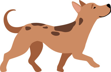 Walking brown dog. Friendly pet. Cartoon animal