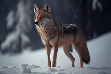 Fototapeta premium wolf in snow winter. Illustration Generative AI