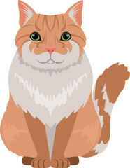 Norwegian forest cat icon. Fluffy ginger pet