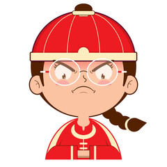 chinese boy angry face cartoon cute	