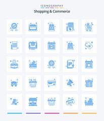 Creative Shopping And Commerce 25 Blue icon pack  Such As global delivery. money. store. document. sale
