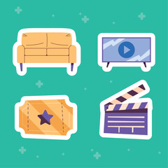 clapperboard and cinema icons