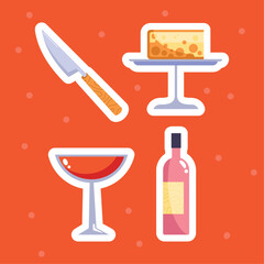 four wine day icons