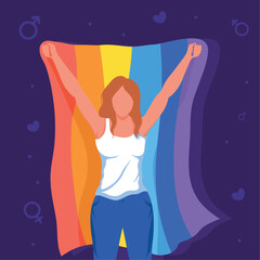 lesbian celebrating with lgbti flag