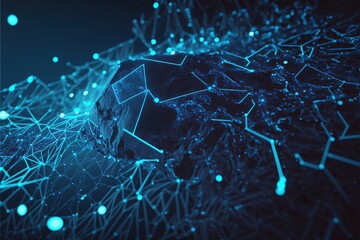 Obraz premium Blue digital network abstract wallpaper created with generative ai technology