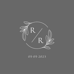 Letter RR wedding monogram logo design creative floral style initial name template