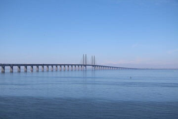 Obraz premium Öresund Bridge is world's longest cable-stayed bridge for combined road and rail transport, Sweden