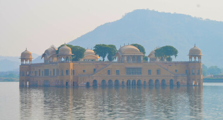 fort Jal Mahal at lake Man Saggar. near Jaipur, India.