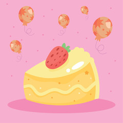 cake portion and balloons helium