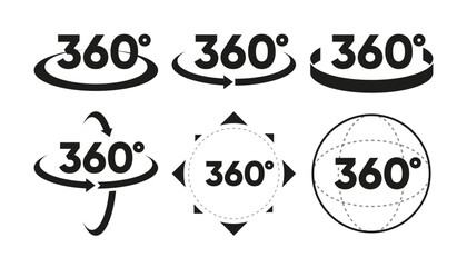360 Degrees View related line icon set. Collection signs in different design. Vector illustration.