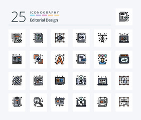 Editorial Design 25 Line Filled icon pack including design. vector. art. design. view