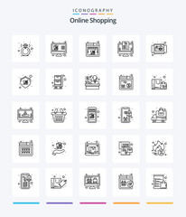 Creative Online Shopping 25 OutLine icon pack  Such As circle. online. online. list. wish list