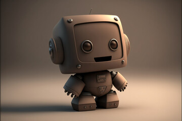A cute brown robot looking into the distance, generative ai