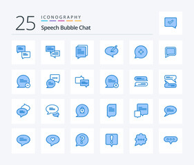 Chat 25 Blue Color icon pack including less. chat. add. message. chat