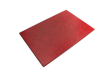Red hardcover front page of noteboook isolated on white background
