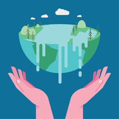 Obraz premium hands with half earth