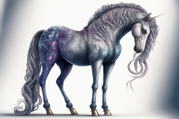 Fototapeta na wymiar Pretty unicorn standing magical fantasy Generative AI