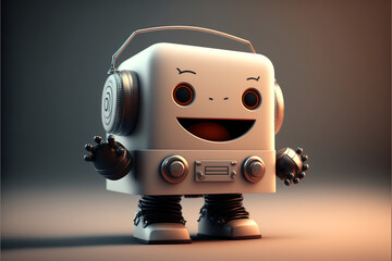 A robot with headphones waving, generative ai