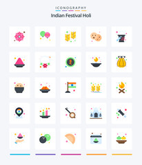 Creative Holi 25 Flat icon pack  Such As color. party. farm. holi. bread
