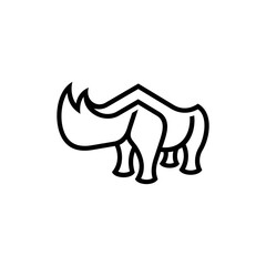 Animal Rhino Simple Line Logo Design, Minimalist Rhino Logo Vector Design