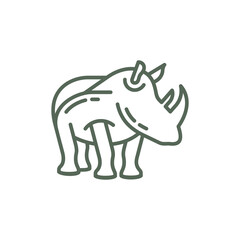 Animal Rhino Simple Line Logo Design, Minimalist Rhino Logo Vector Design