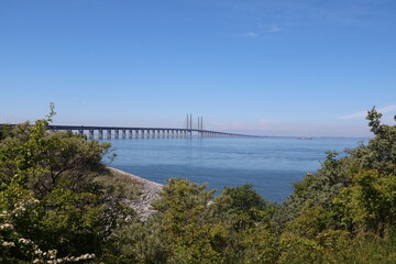 View to Öresund Bridge via the Baltic Sea Connection from Sweden to Denmark