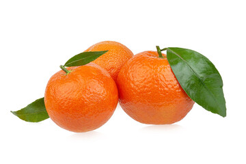 Ripe clementine tangerines on a white isolated background