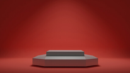 Geometric podium with light on colorful background