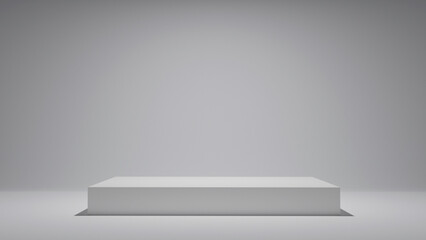 White rectangular podium on light background