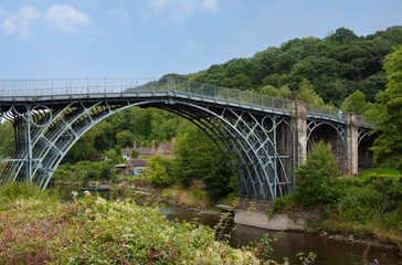 Fototapeta na wymiar The Iron Bridge over the River Severn, Ironbridge Gorge, Shropshire, England, UK
